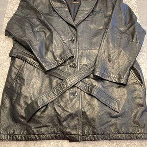 Wilson Men's Thinsulate Ultra Black Leather Jacket Coat Heavy Weight Button Up